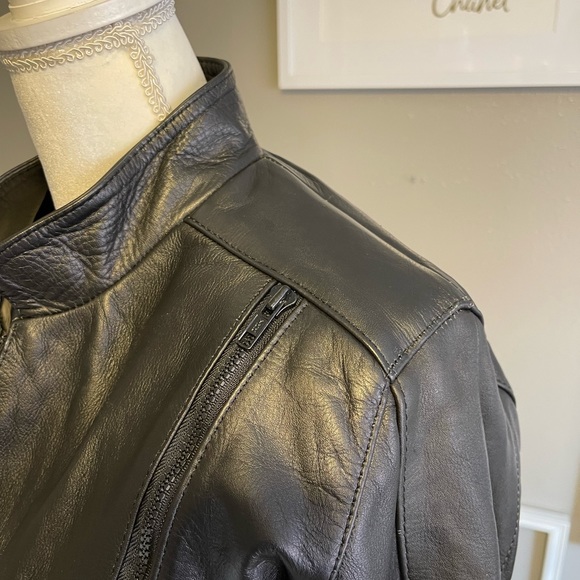 Metro 1 by Superior Vintage Black Leather Bomber Jacket Coat - Picture 9 of 15